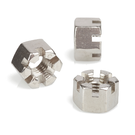Hexagonal slotted castle nut DIN 935, material A2 or A4
